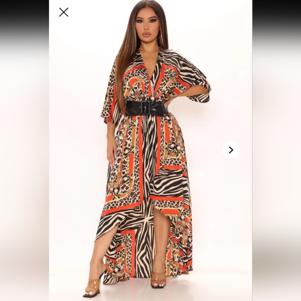 Fashion Nova Kyana High Low Maxi Dress Size 3X Rust Combo